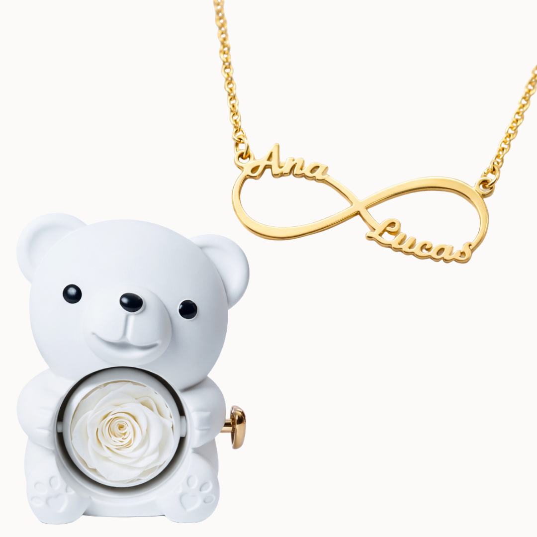 Oso Eterno con Collar Infinito Personalizado